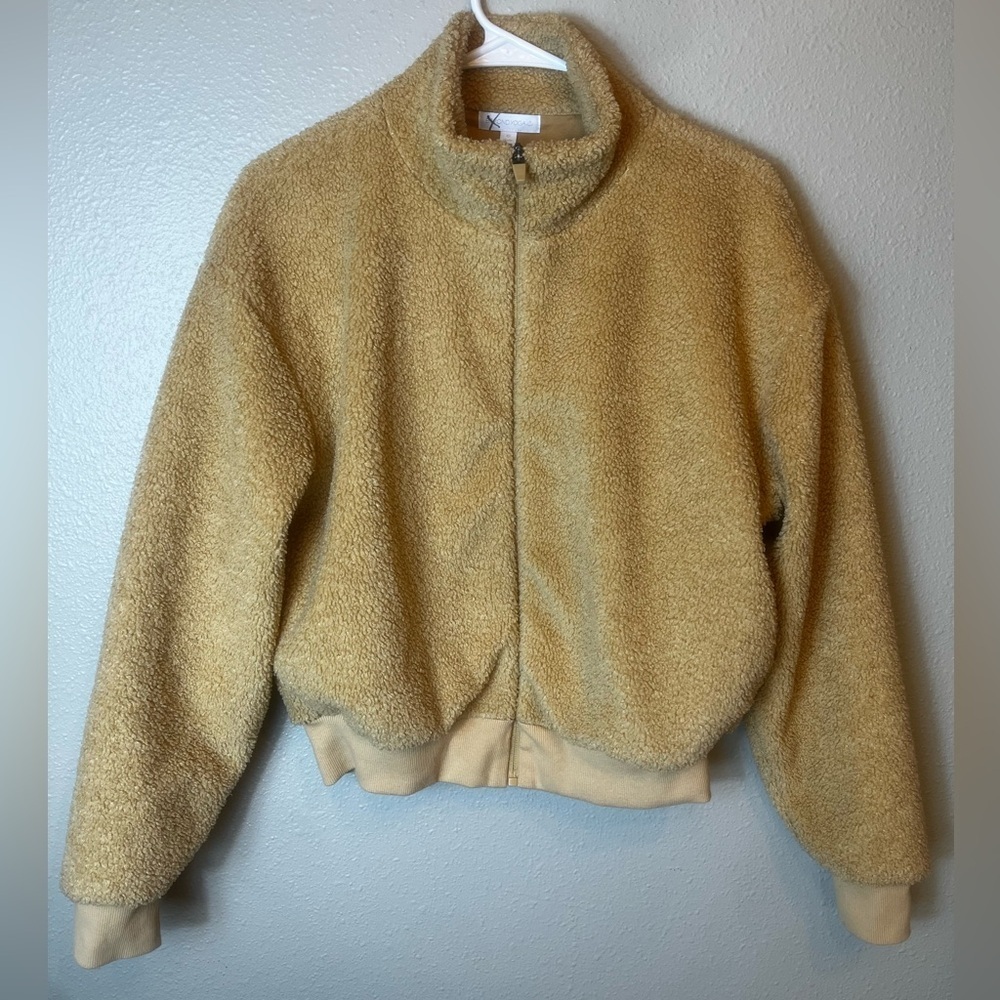 Beyond Yoga Brave The Elements Sherpa Bomber Jacket Butterscotch Size XS